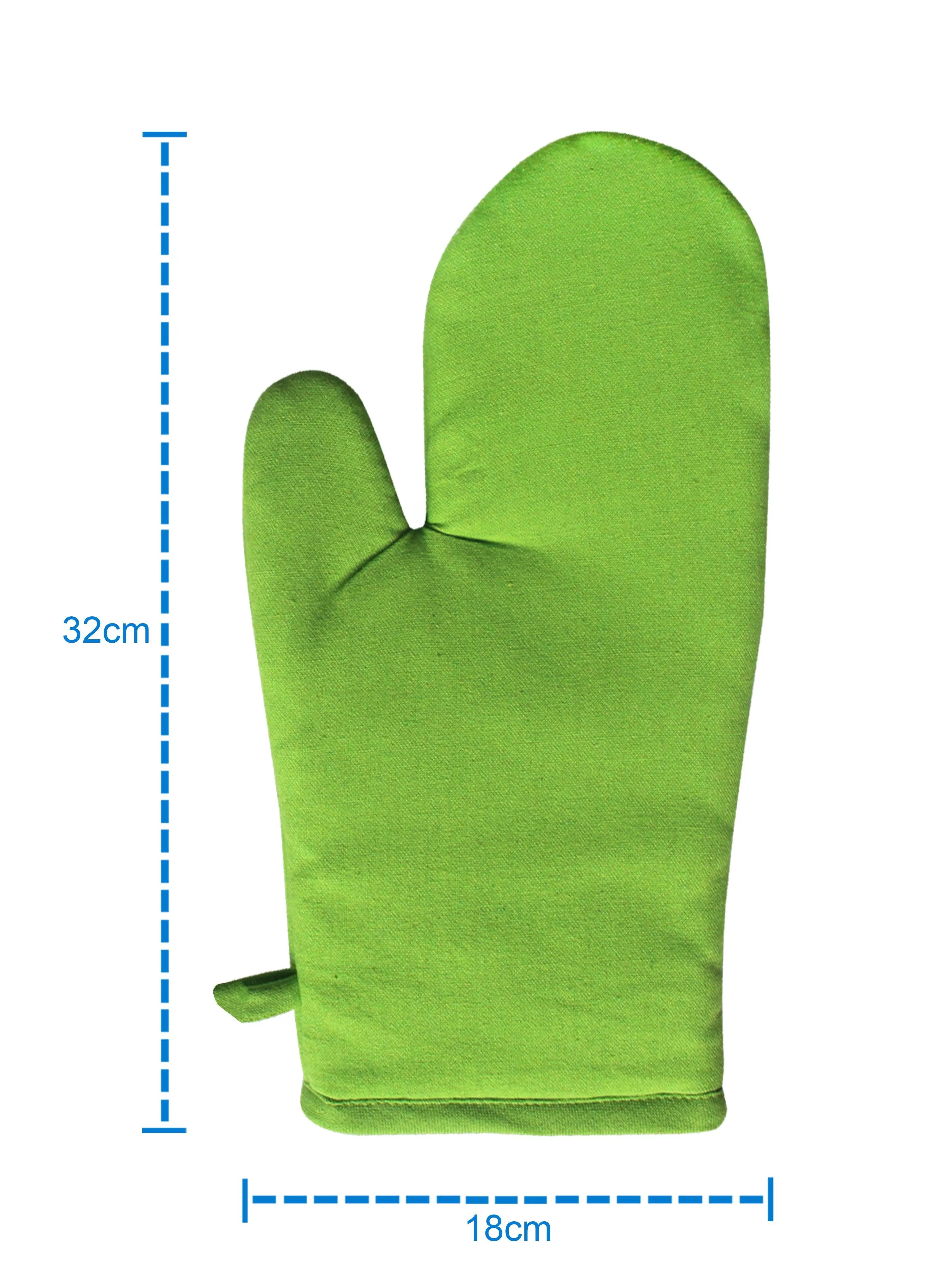 Cotton Solid Apple Green Oven Gloves Pack Of 2