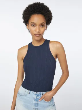 Cropped Rib Tank -- Navy