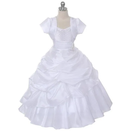 D0308 Taffeta Dress with Brooch & Rhinestones (6 Diff. Colors)