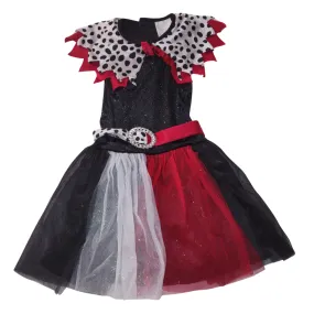 Dalmation Diva Cruella Halloween Costume Dress Girls M 8-10