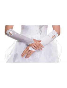 DeKlaire Bridal J010 Satin Gloves Satin Mid Length Fingerless Bridal