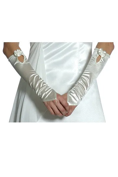 DeKlaire Bridal J010 Satin Gloves Satin Mid Length Fingerless Bridal