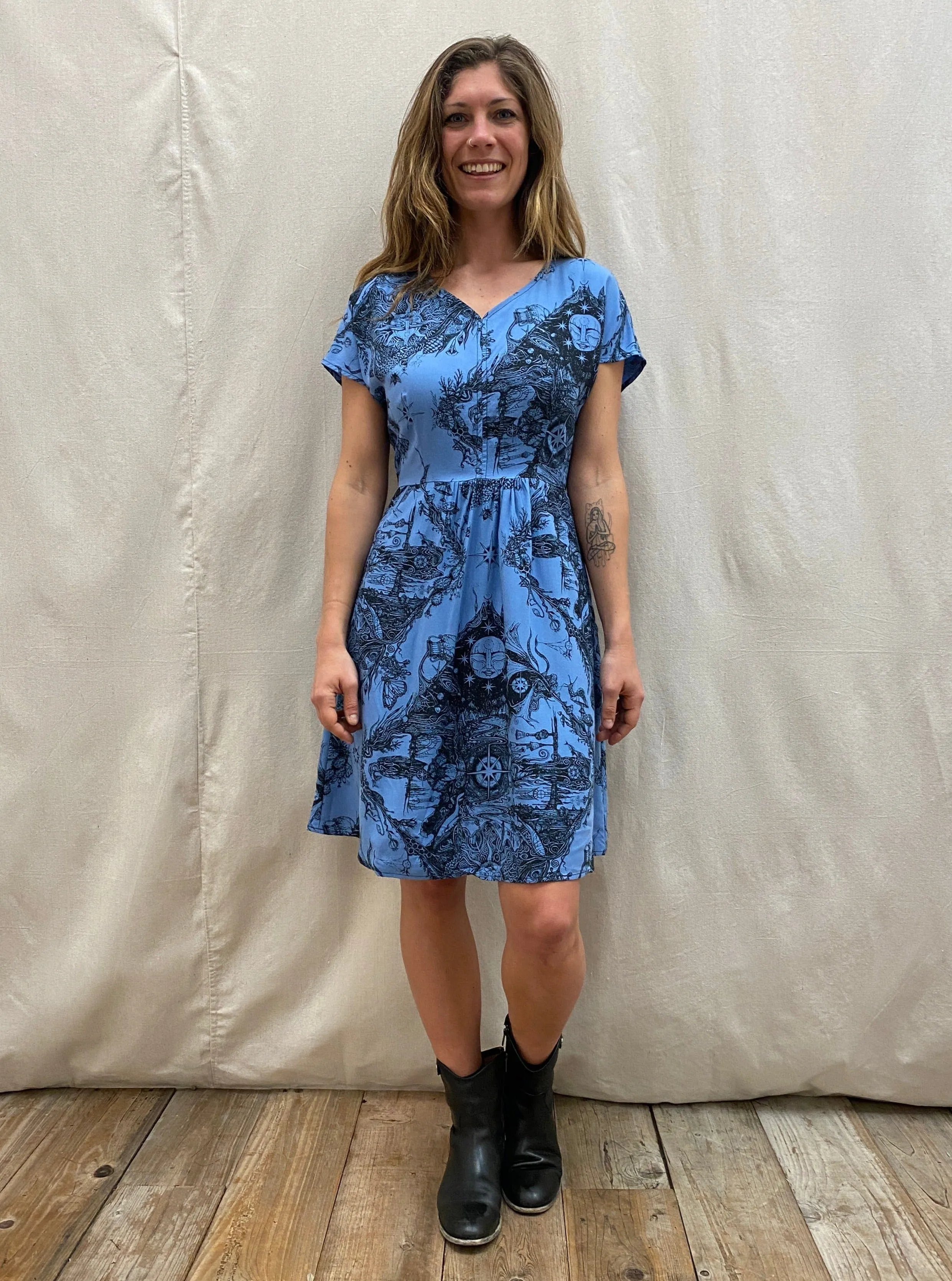 Dolman Dress in Earth Worship in Ocean Blue