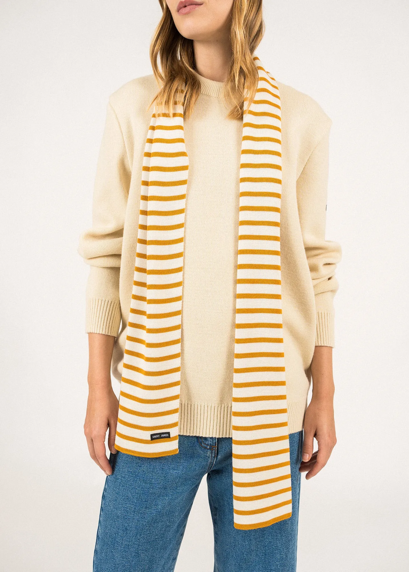 Duguay striped scarf - in blended wool (ECUME/AMBRE)