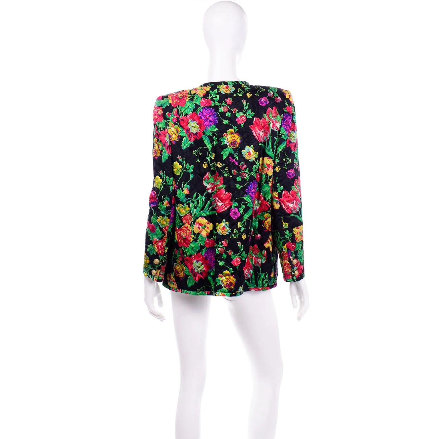 Emanuel Ungaro Deadstock Vintage Quilted Floral Silk Jacket