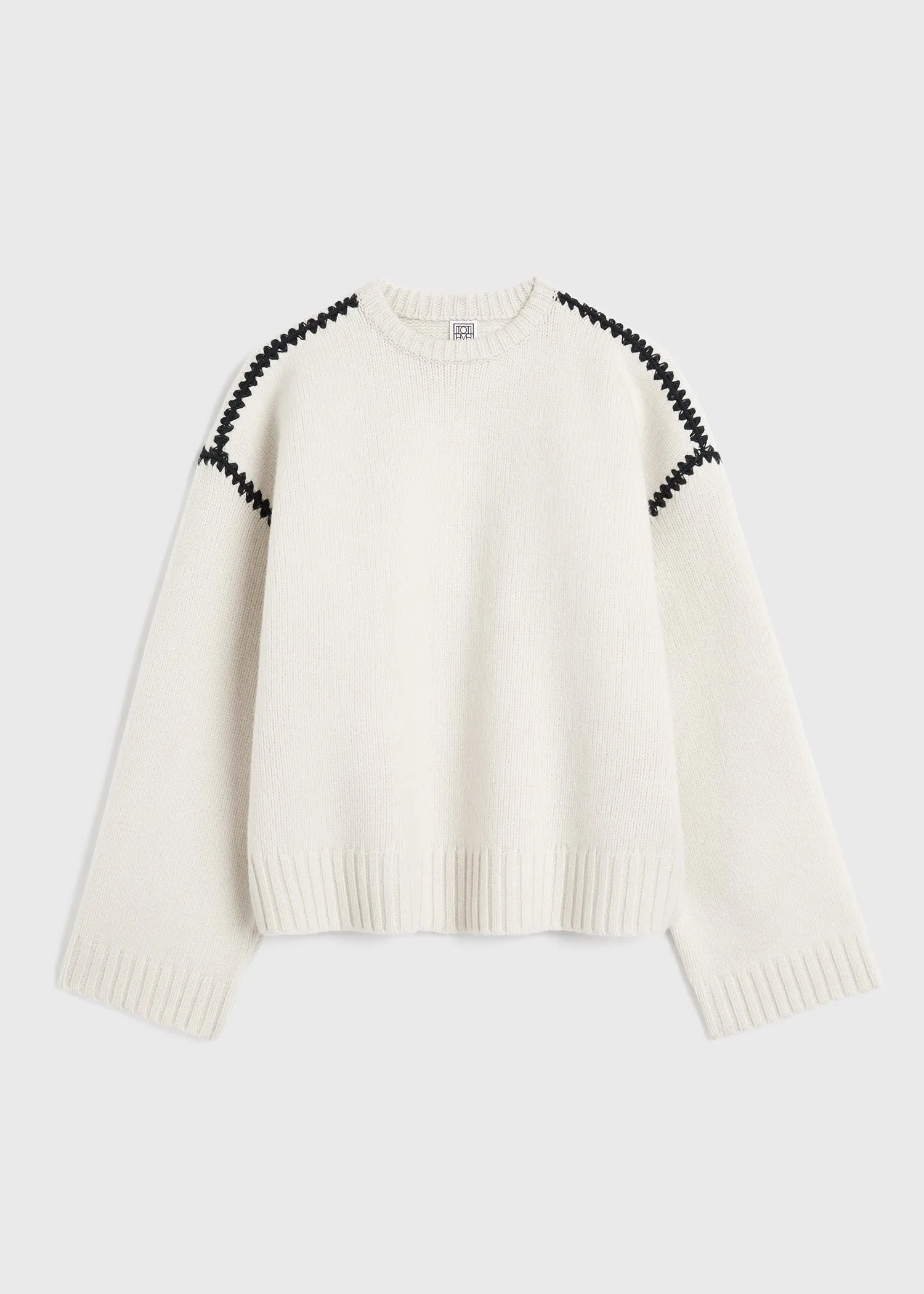 Embroidered wool cashmere knit snow