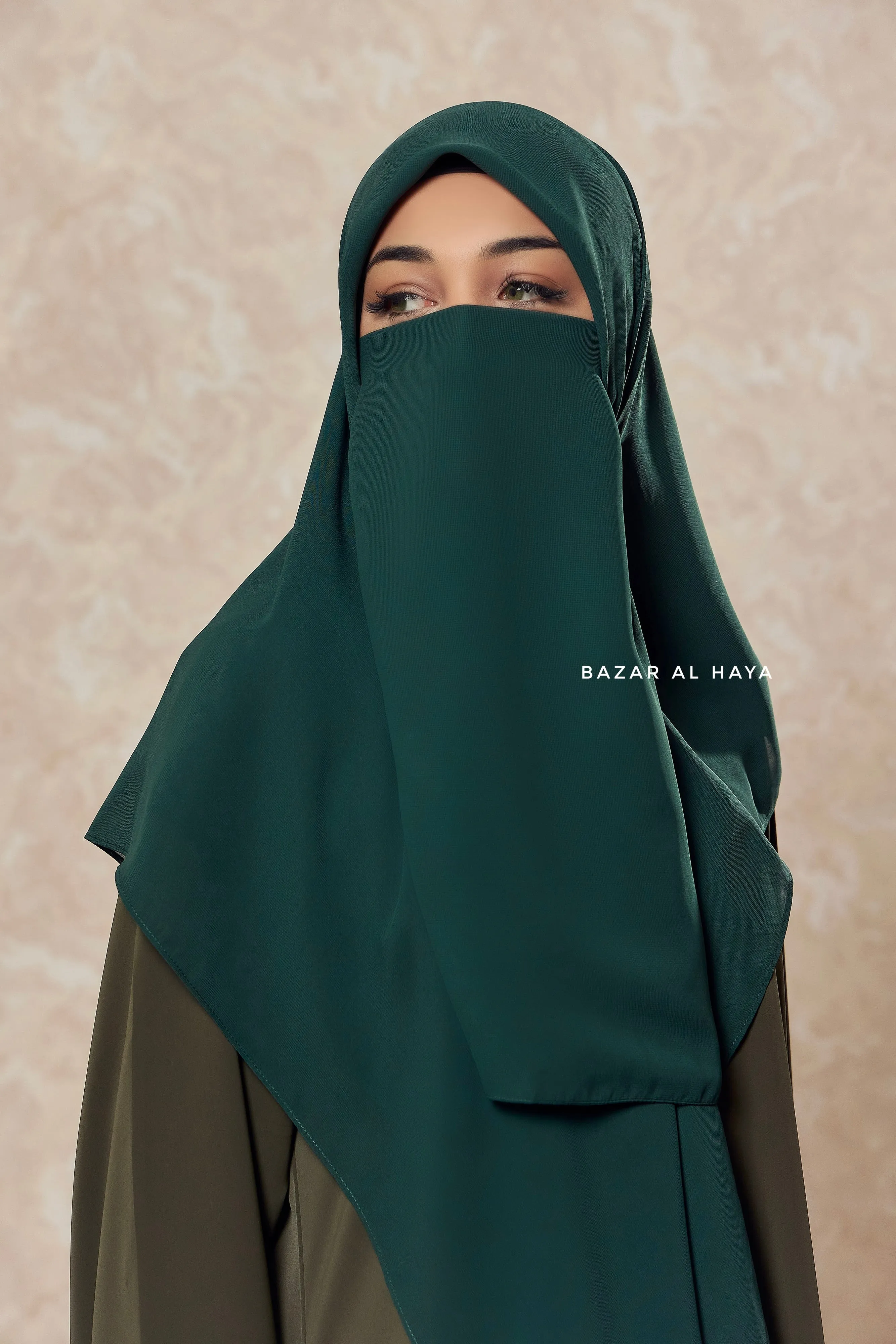 Emerald Green Single Half Niqab - Super Breathable Veil