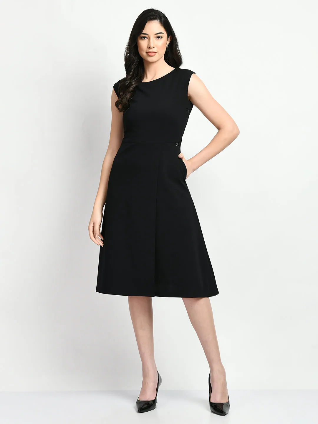 Exude Pride A-line Wrap Dress (Black)