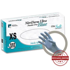 Fentanyl Tested Nitrile Gloves Blue, Powder Free by NitriDerm 100/Box