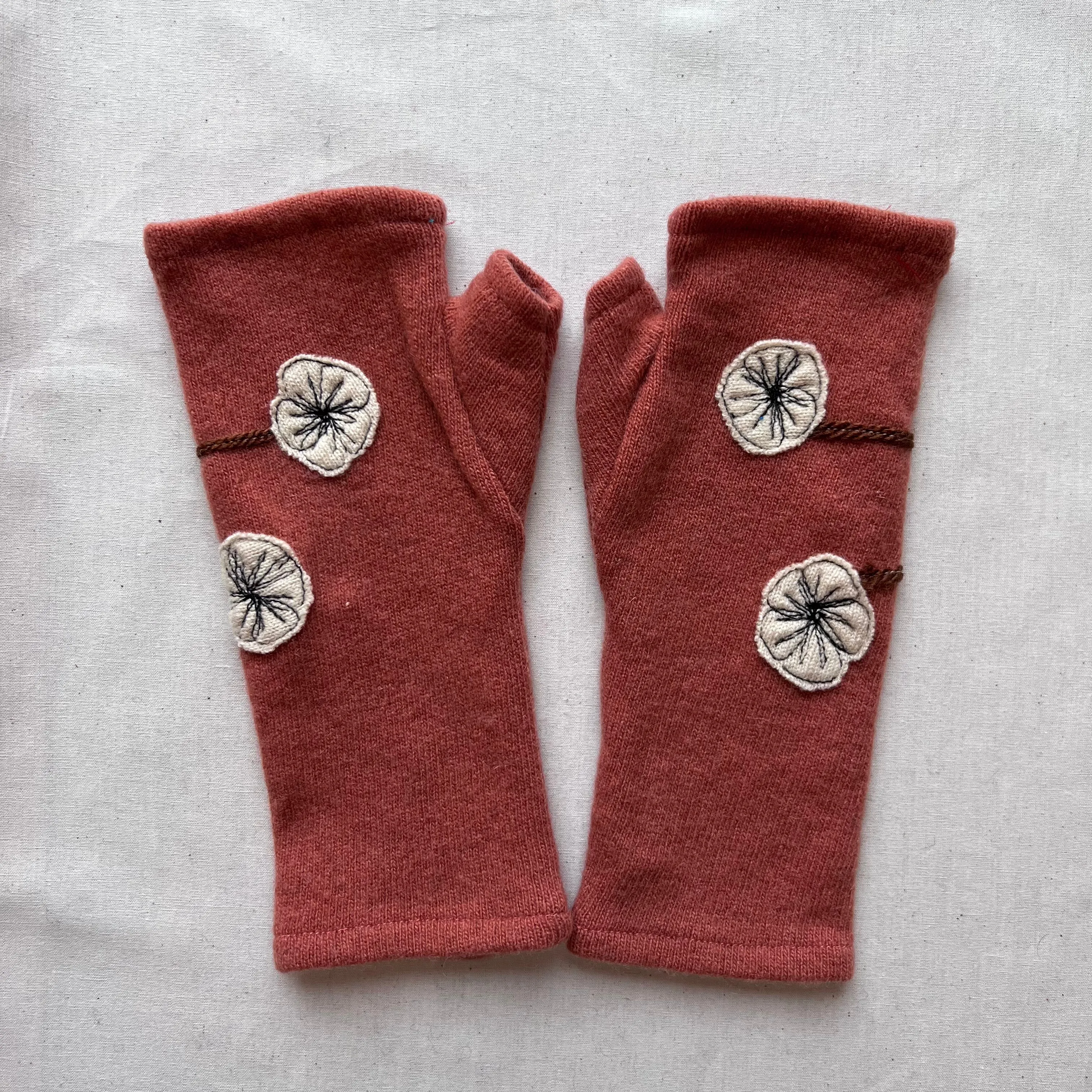 Fingerless Cashmere Gloves "Cherry Blossom"