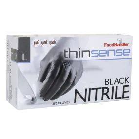 FoodHandler -Thinsense Black Nitrile Gloves, 250 gloves per box