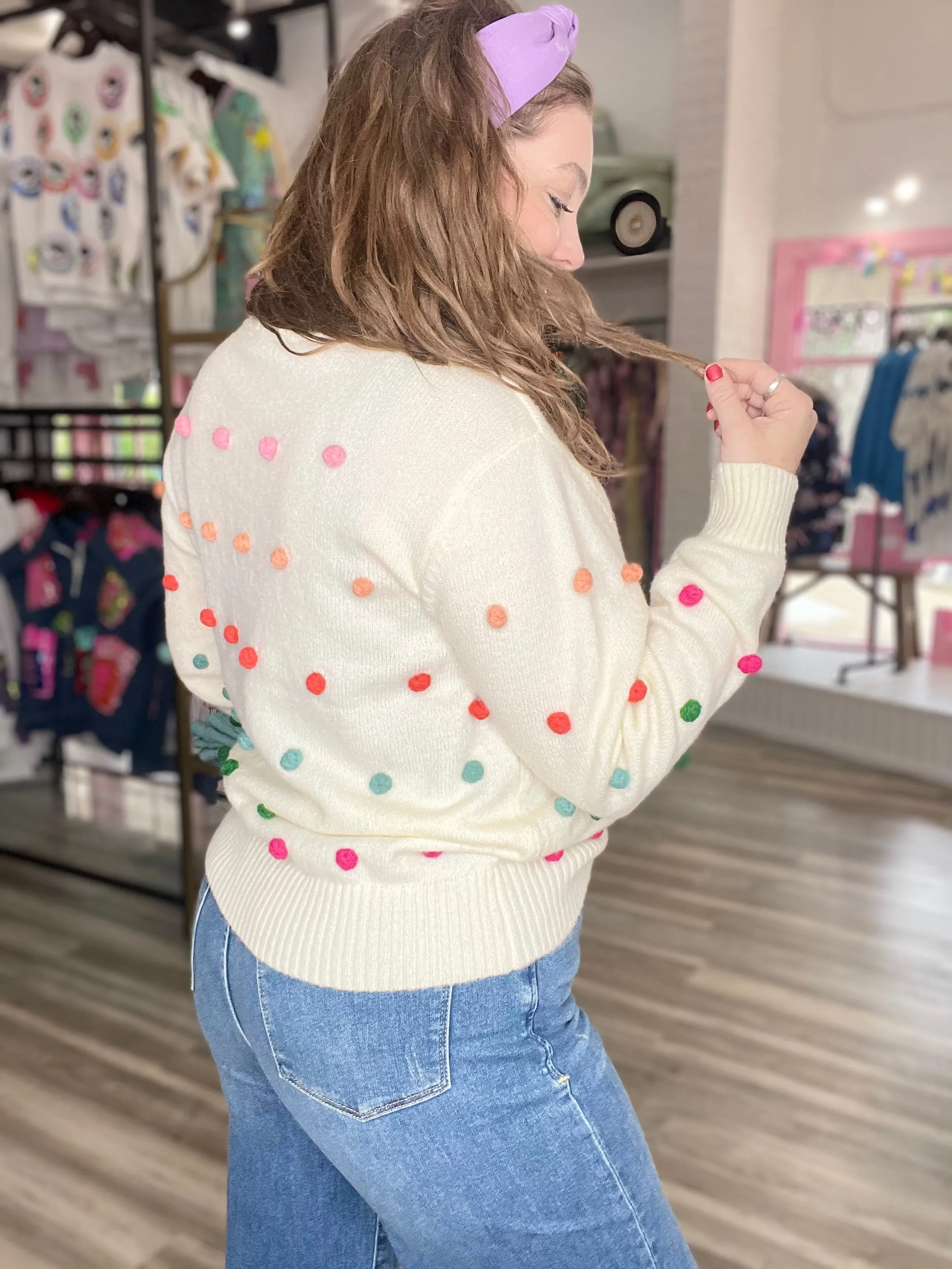 Freya Pom-poms Knit Sweater