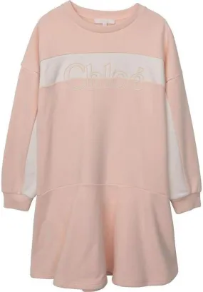 Girls Pale Pink Logo Jumper Dress