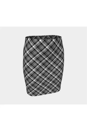 Gray Plaid Fitted Skirt