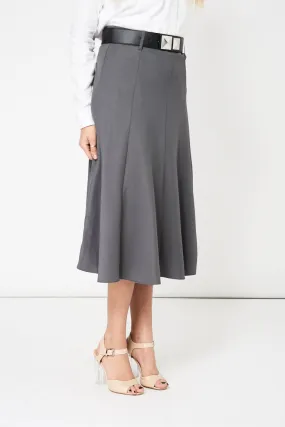 Grey Belted Skirt Available In Plus Sizes