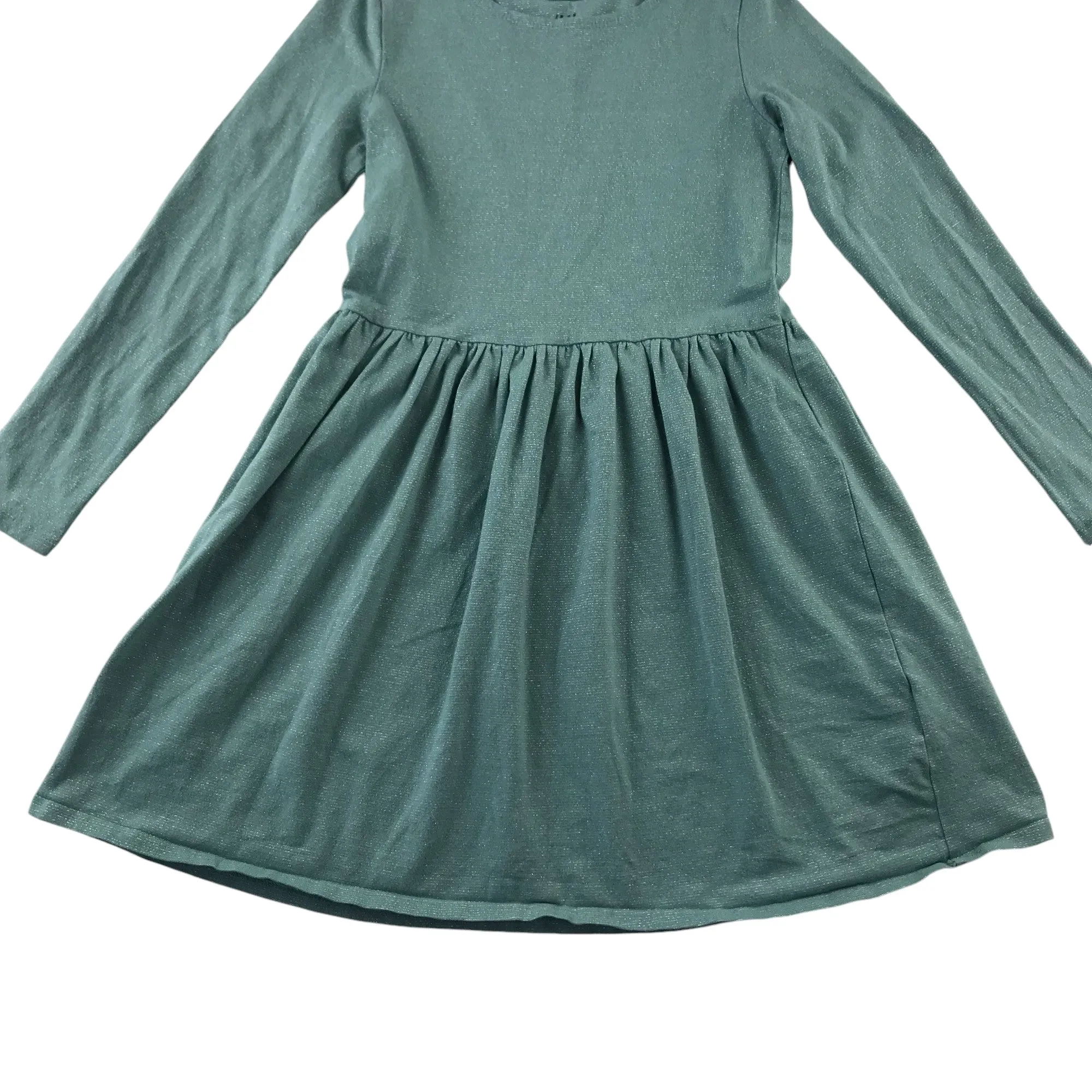 H&M dress 7-8 years dusty turquoise with sparkles long sleeve t-shirt