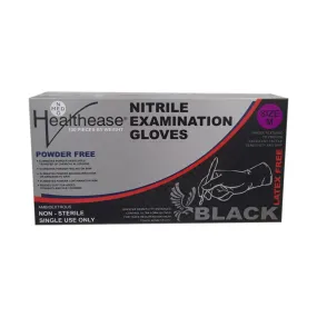 Healthease Glove Exam Black Nitrile Powder Free Medium 100 Pack