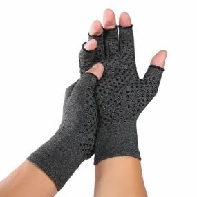 Hemp Gray Dispensing A Pair Sports Breathable Health Care Half Finger Gloves Rehabilitation Training Arthritis Pressure Gloves, Size:M