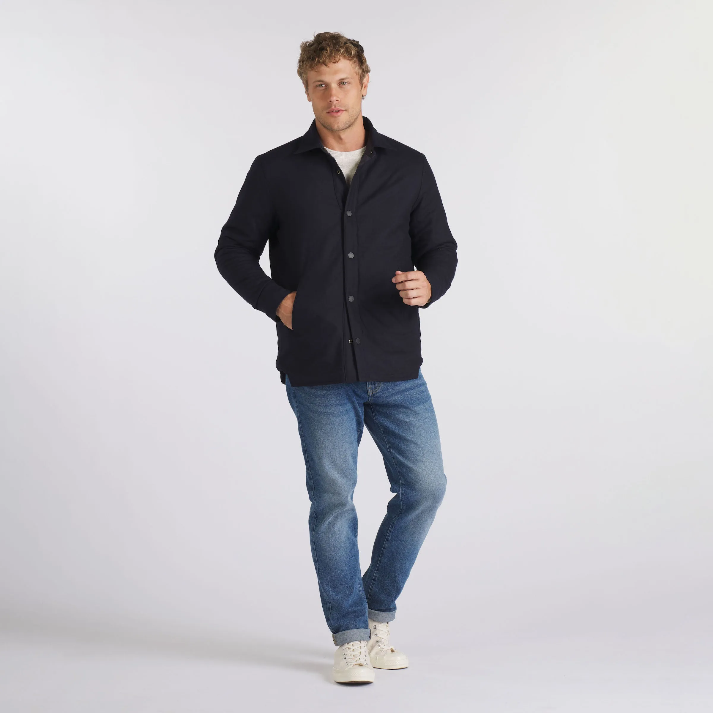 Insulated Reversible Shirt Jacket - Navy