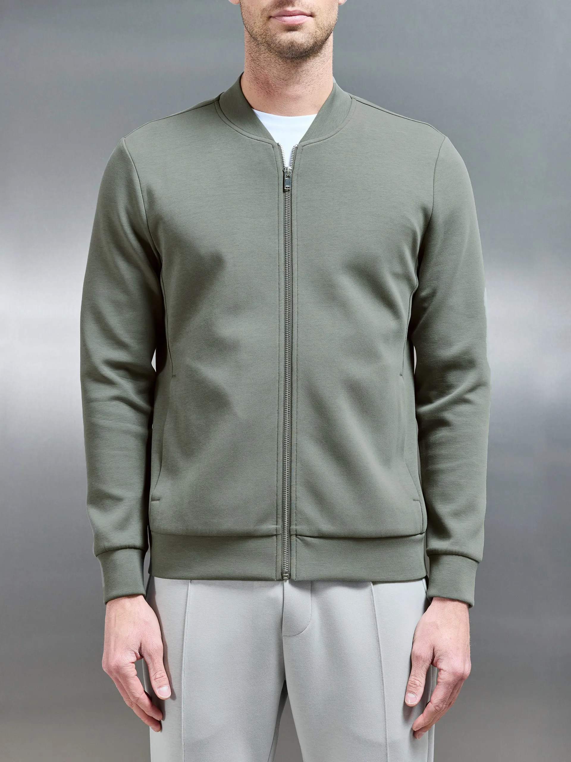 Interlock Jersey Bomber Jacket in Sage