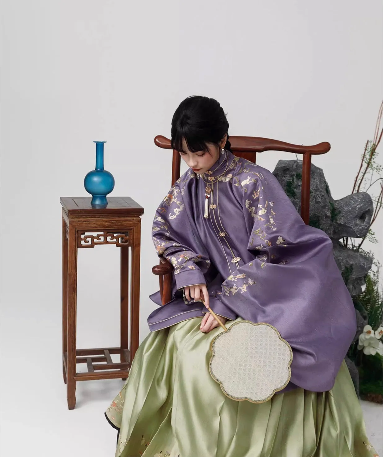 Ju Fen 橘粉 Orange Powder Ming Dynasty Liling Duijin Standing Collar Top & Mamian Aoqun Set