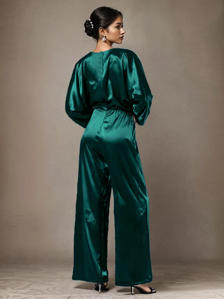 Jumpsuit/Pantsuit Round Neck Long Sleeves Soft Satin Mother Of The Bride Dress Pants Suits