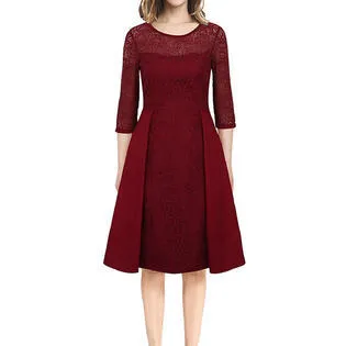 Ketty More Women Lace Round Neck Party Dress-KMWDC207