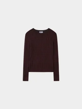 Knit Cable Sweater-Brown