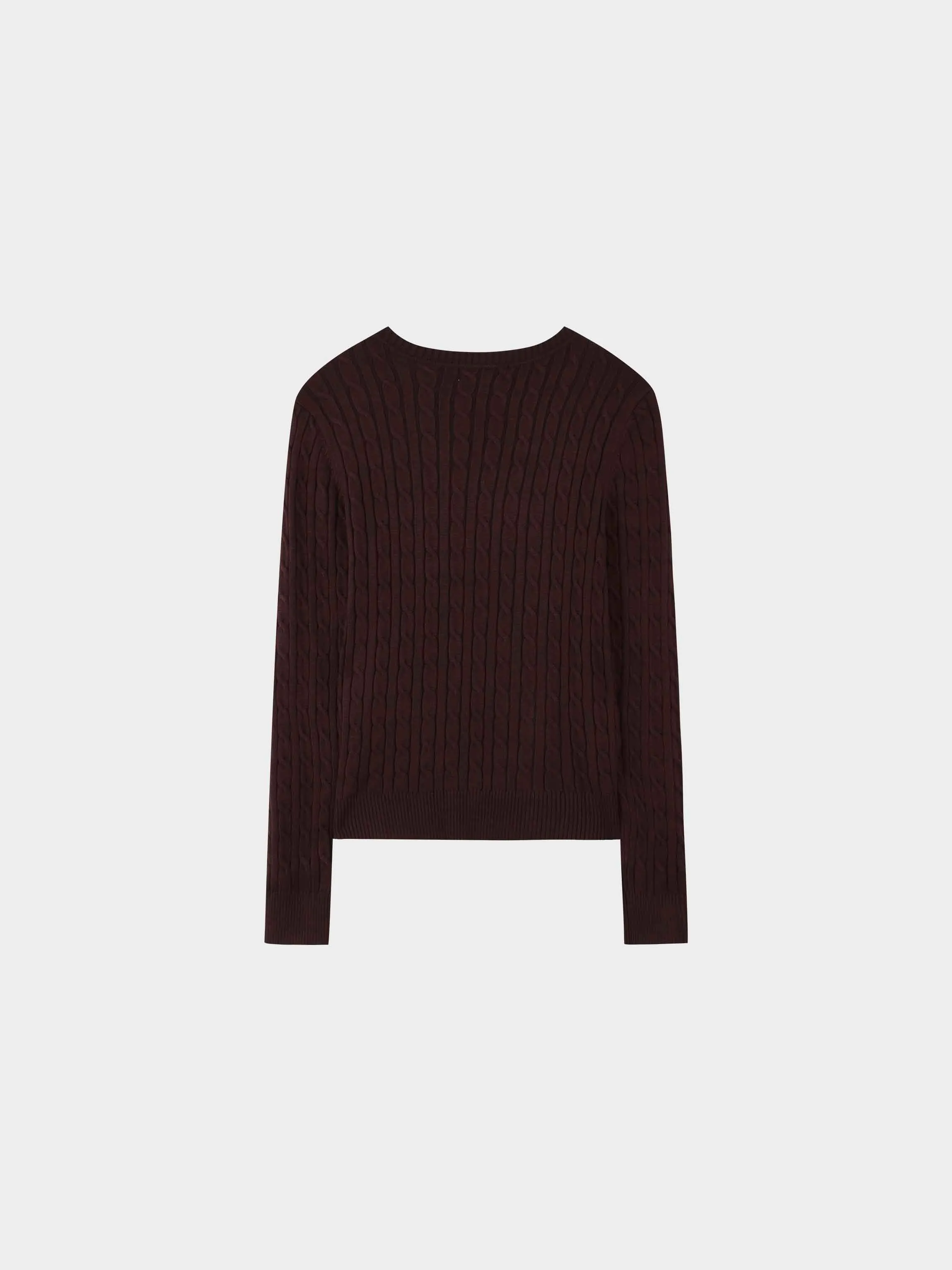 Knit Cable Sweater-Brown