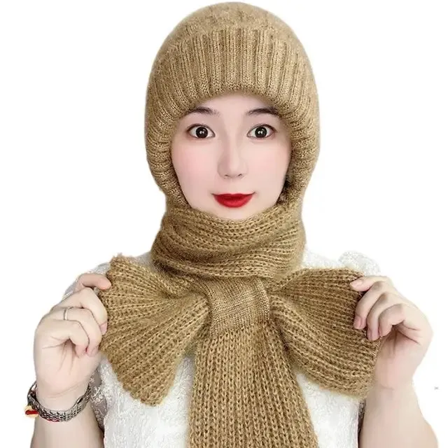 Ladies Winter Integrated Hat Scarf