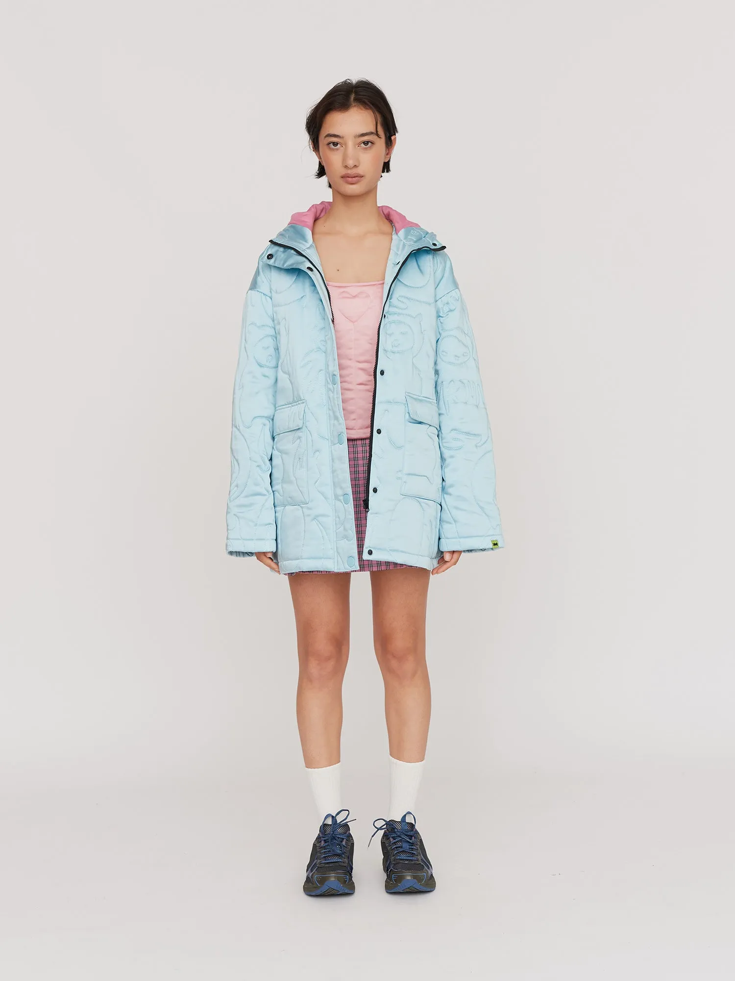 LO X Daddy Bears Satin Quilted Coat