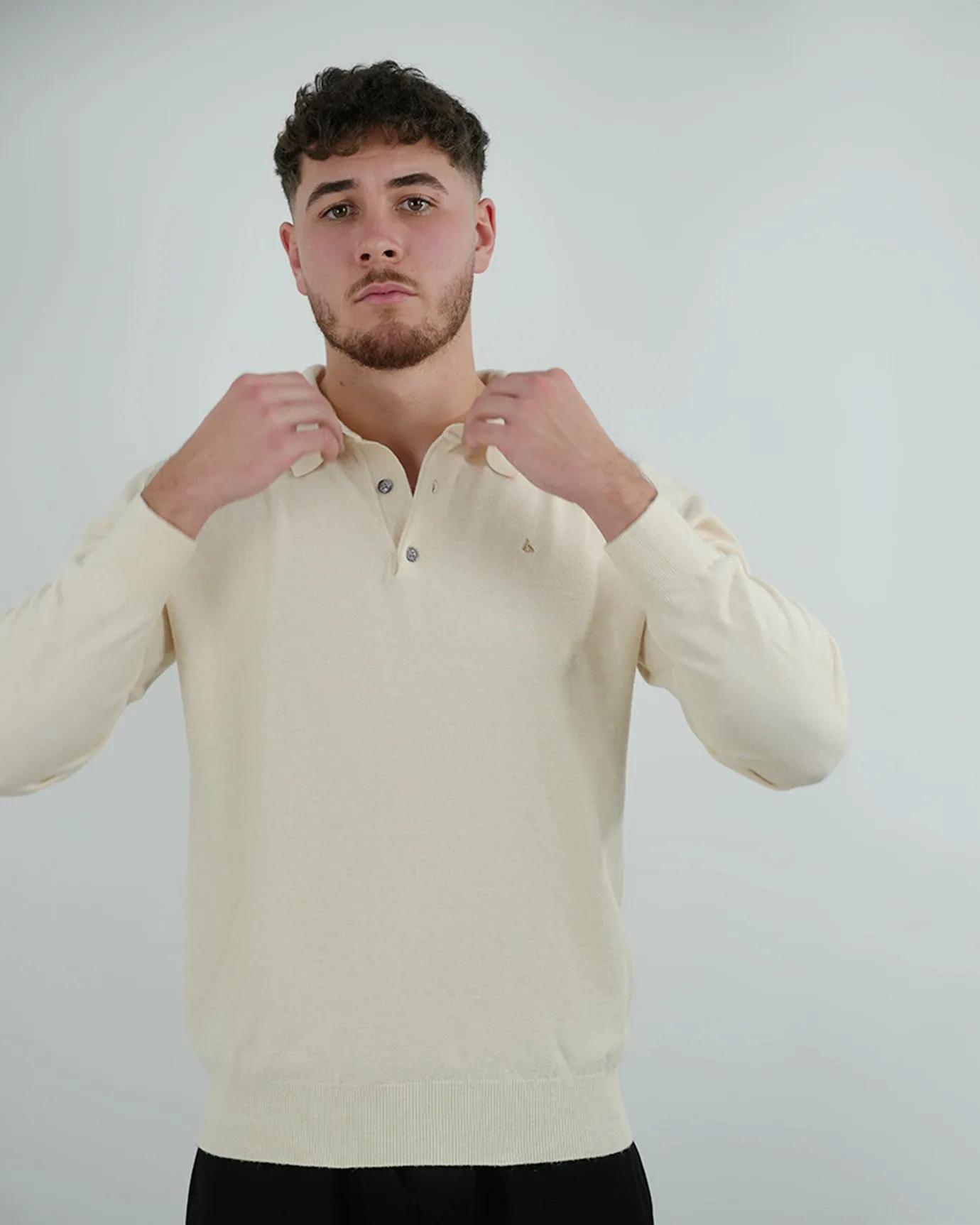 LOVAU COTTON WOOL OLD MONEY POLO - BEIGE