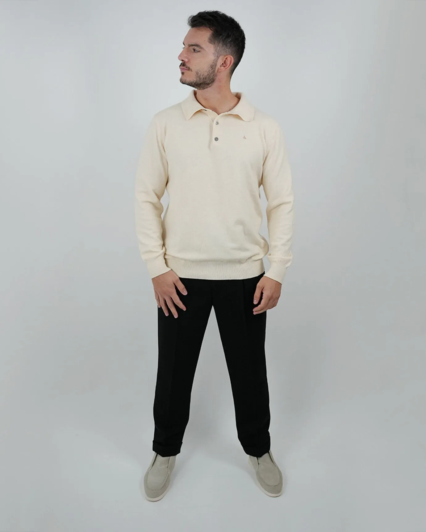 LOVAU COTTON WOOL OLD MONEY POLO - BEIGE