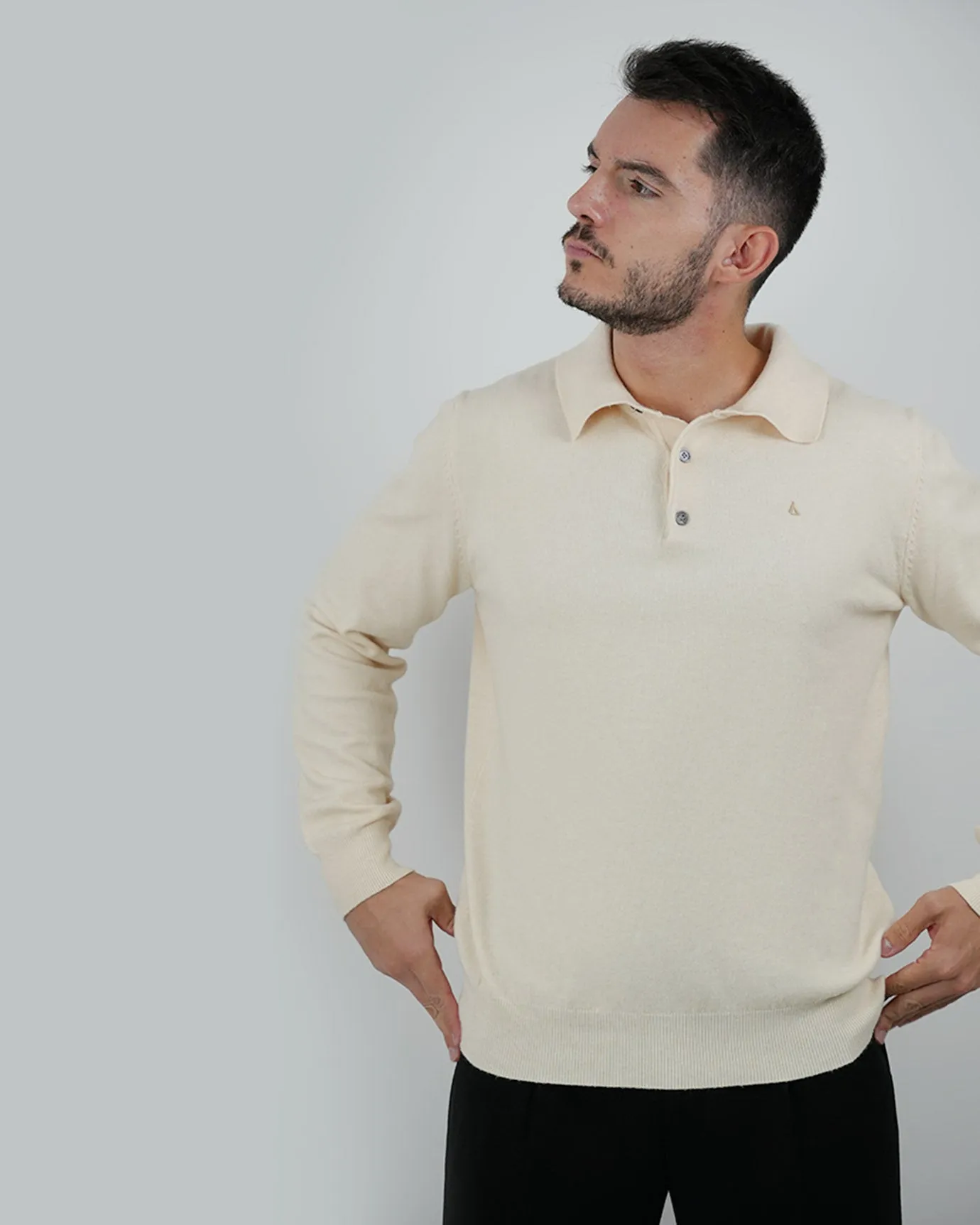 LOVAU COTTON WOOL OLD MONEY POLO - BEIGE