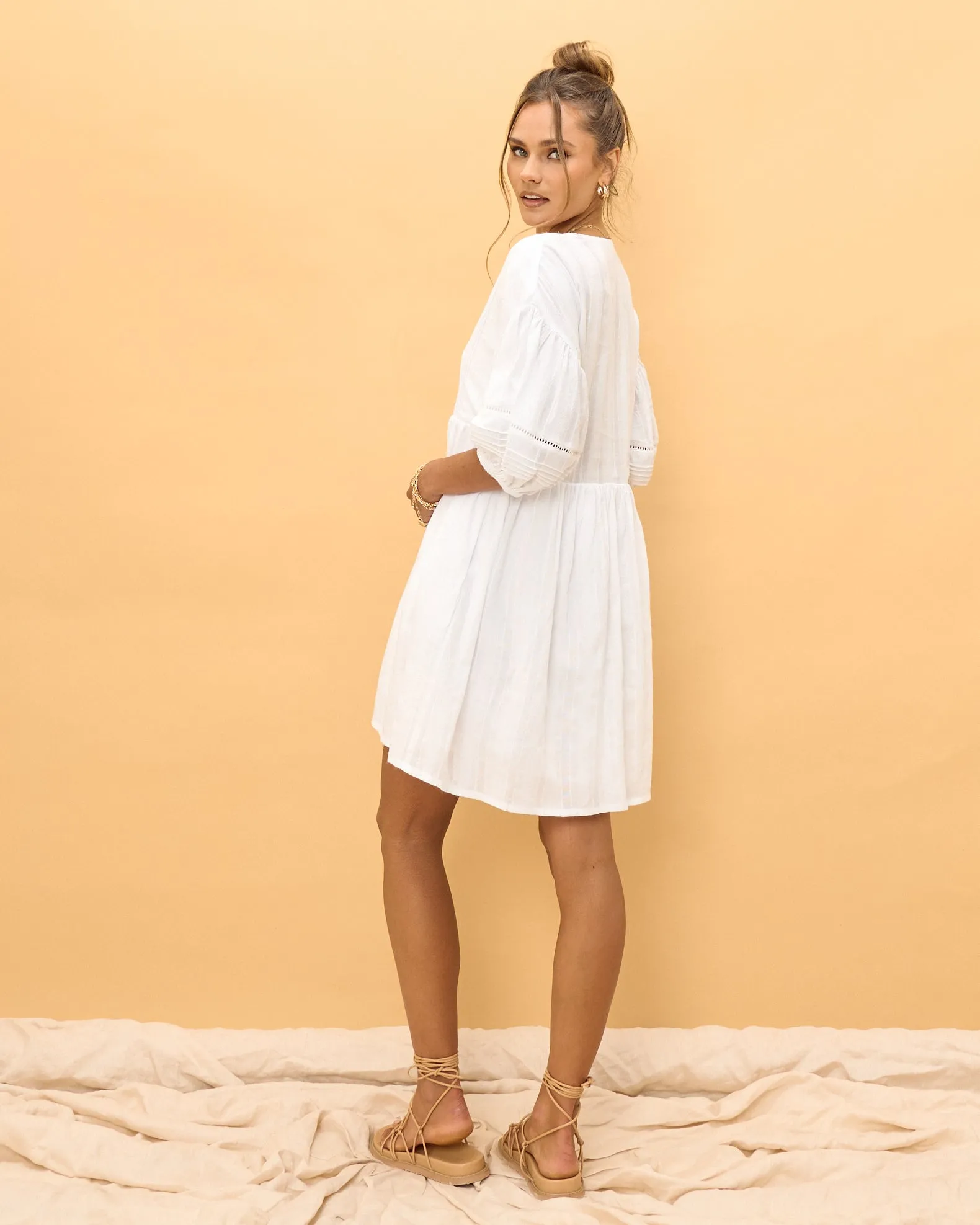 Luca White Button Down Mini Dress