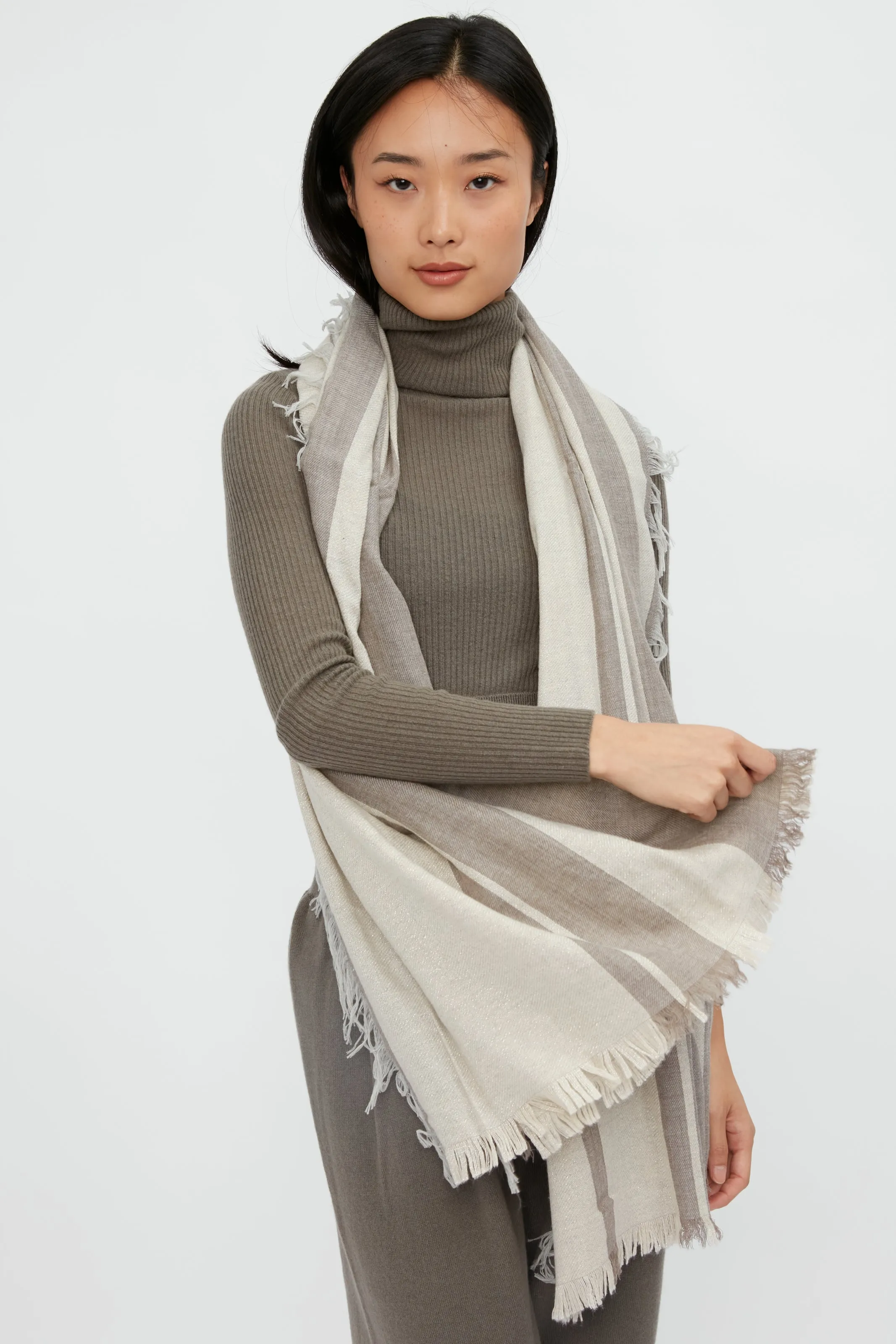 Lurex Stripe Scarf in Mandorla