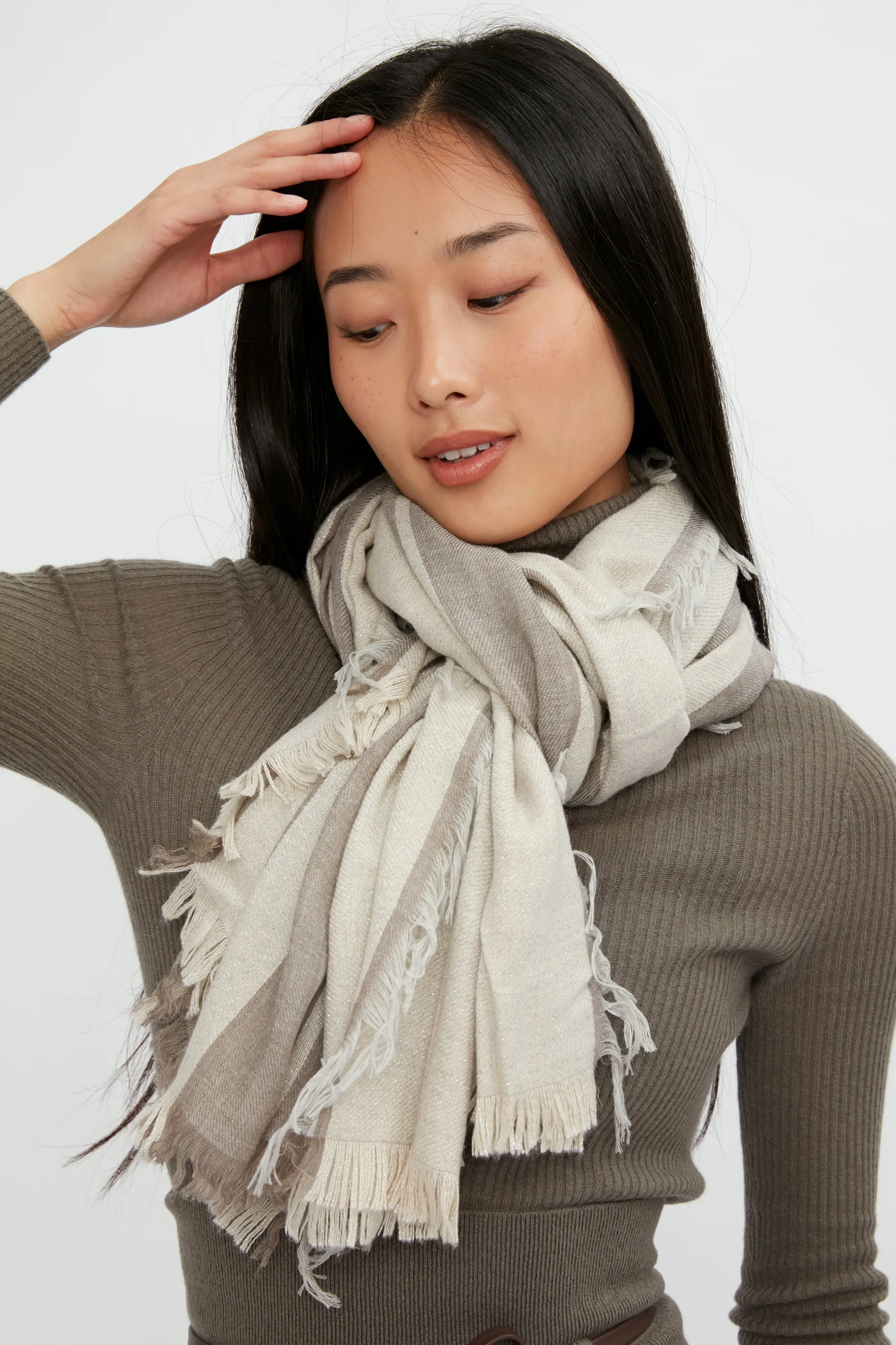 Lurex Stripe Scarf in Mandorla