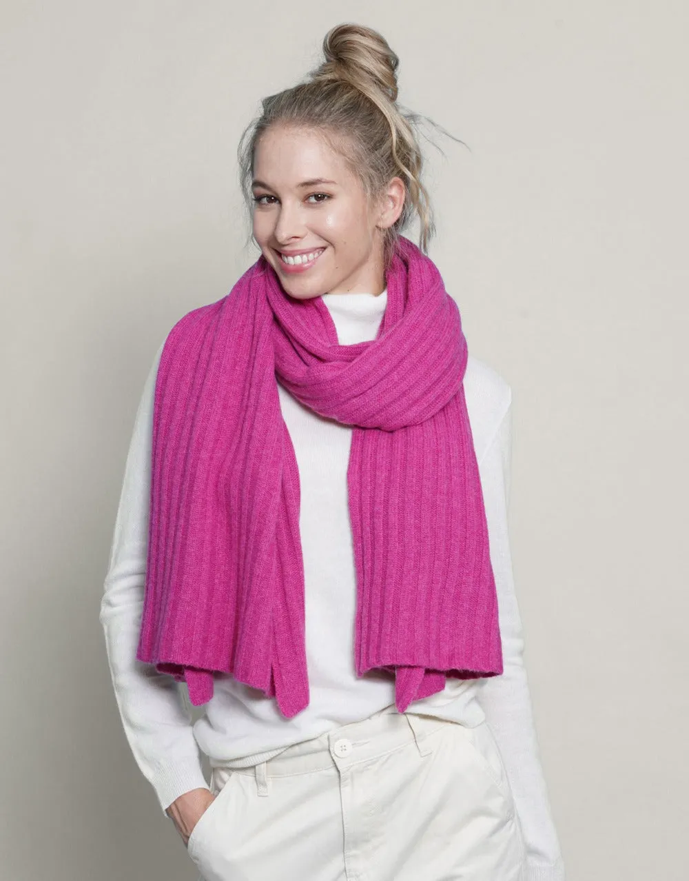 Luxury Rib Plaid Scarf in Berry