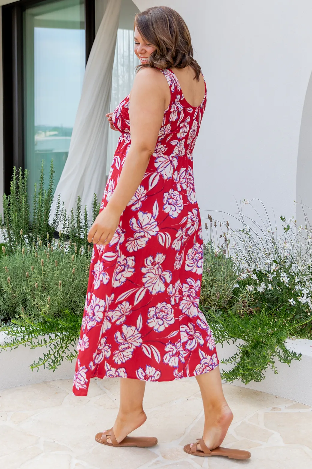 Margaret Maxi Dress Bloom Print Red