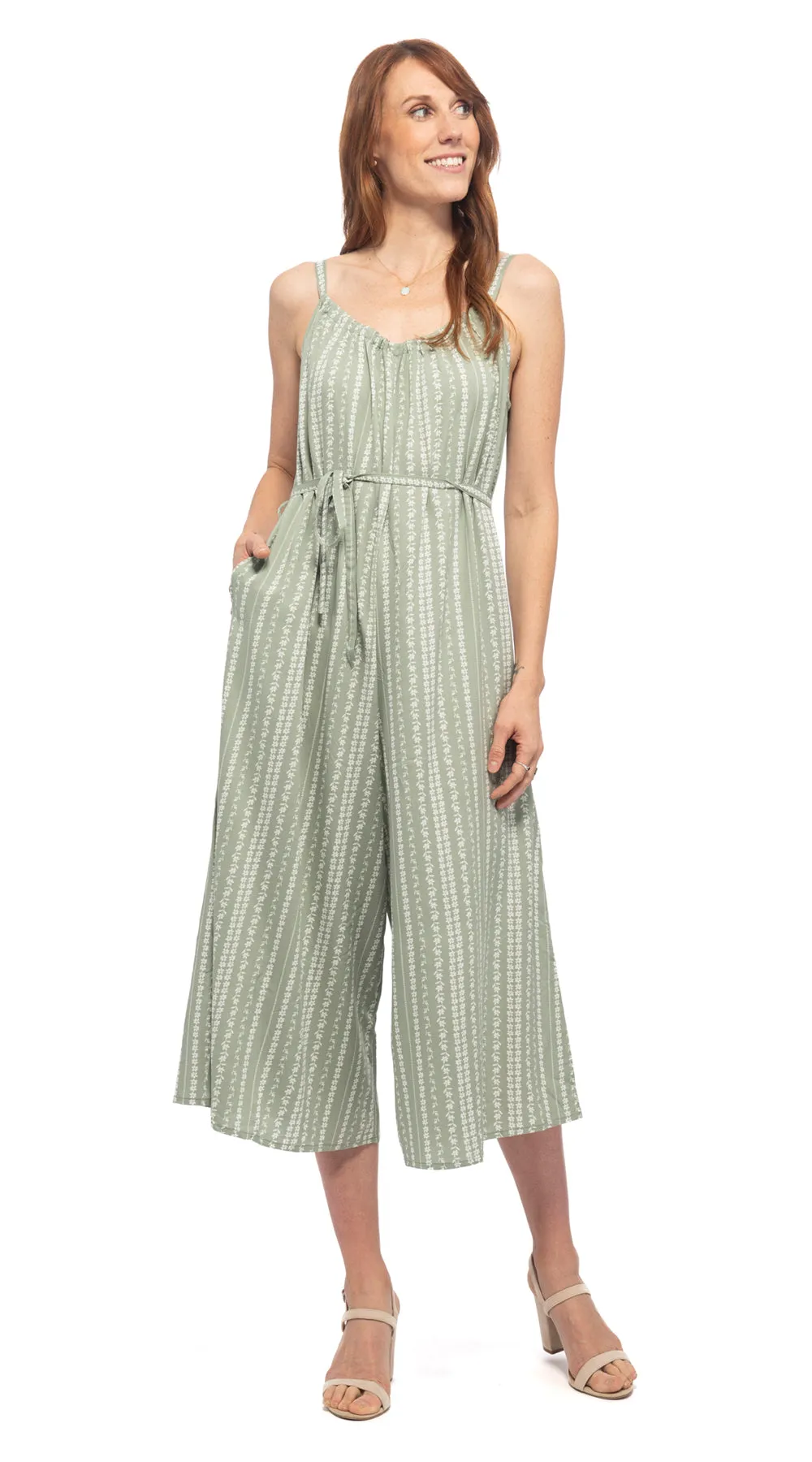 Marley Jumpsuit - sage lines - rayon