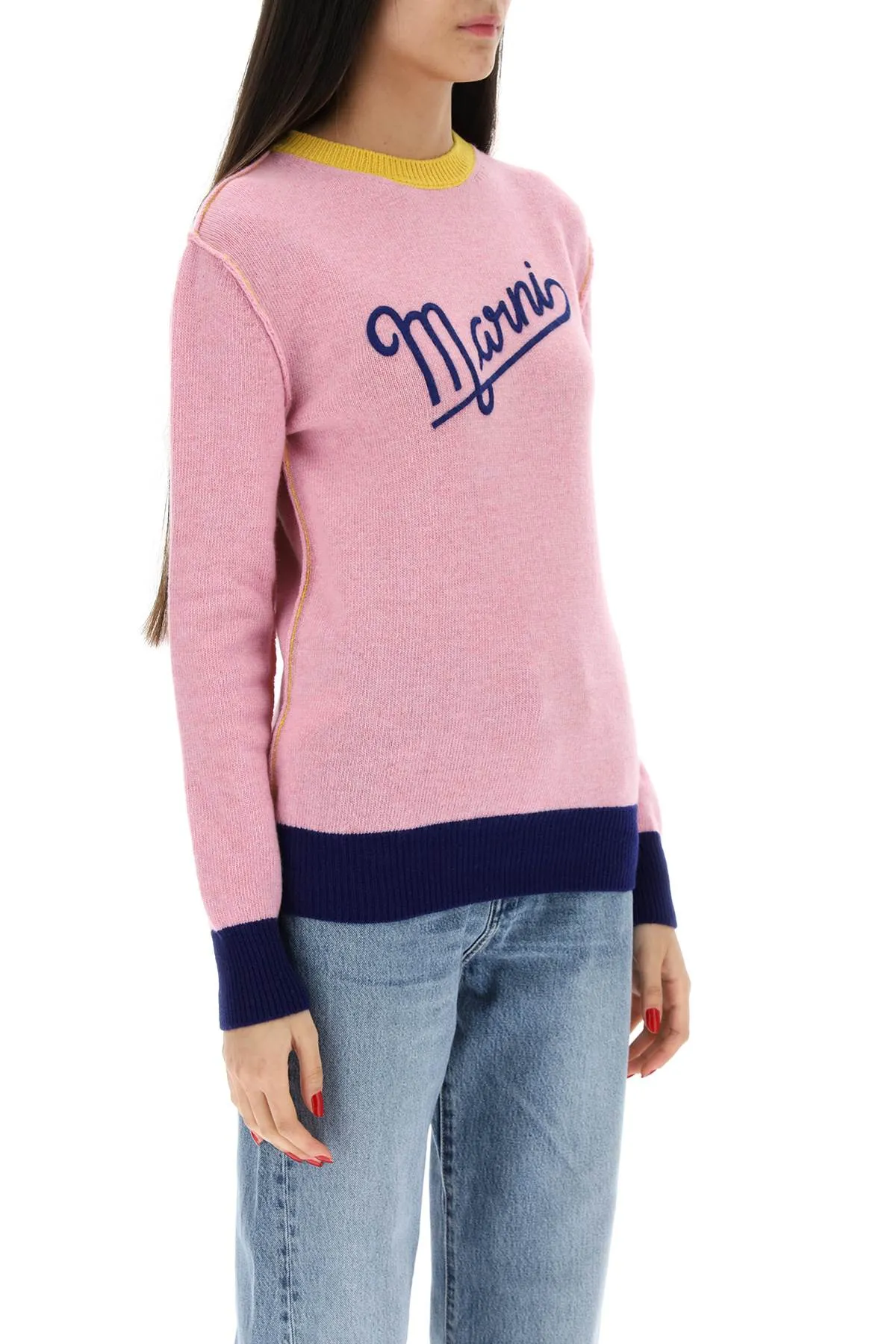 Marni logoed shetland wool sweater