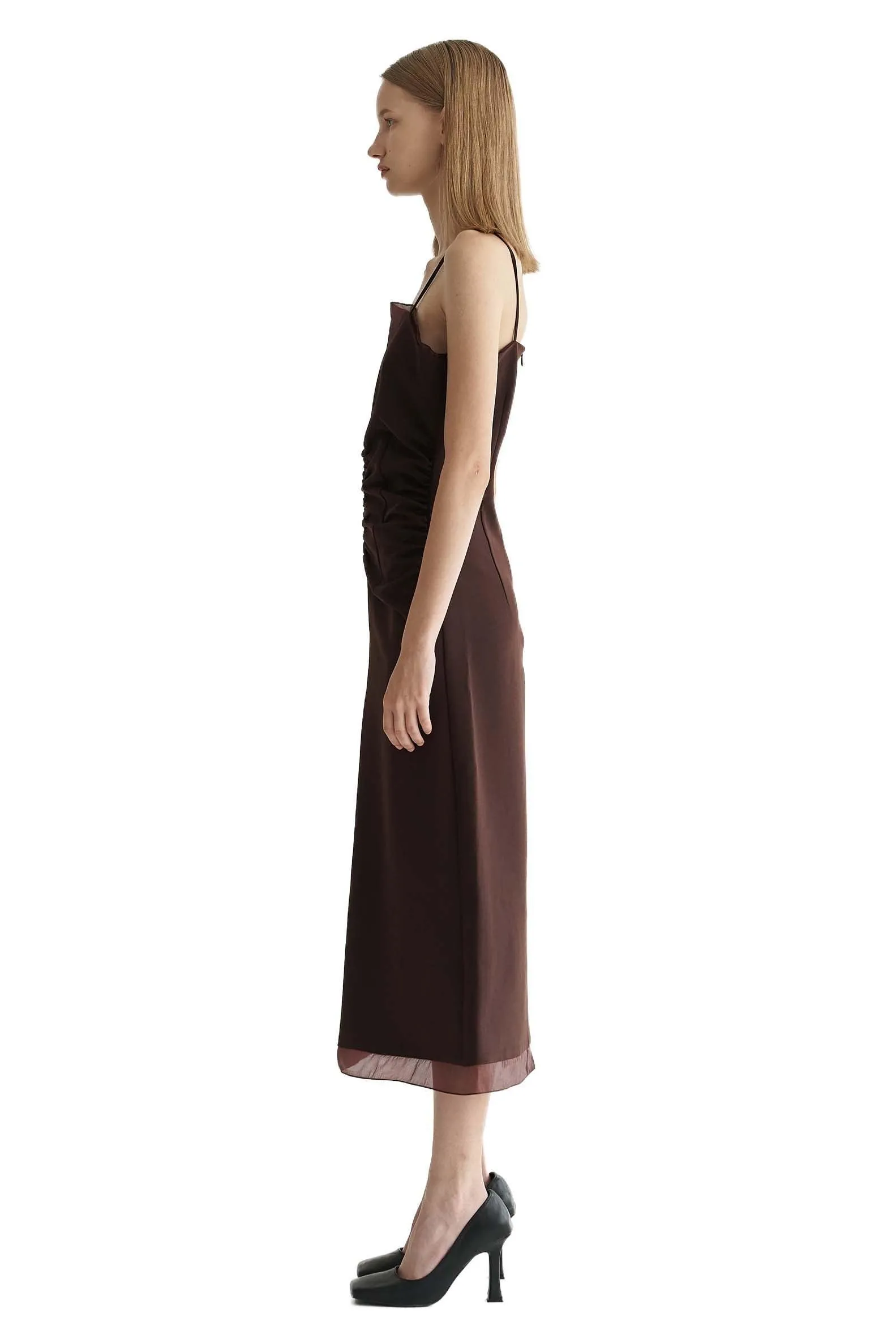 Maroon Organza Slip Dress