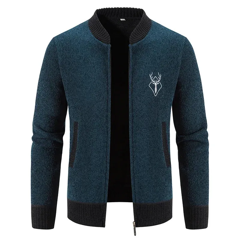 Mens Cardigan Sweater 2023 Autumn Winter Thick Warm Zipper Slim Fit Knitted Jacket Male Fleece Sweater Coat Jacket Men Clothing