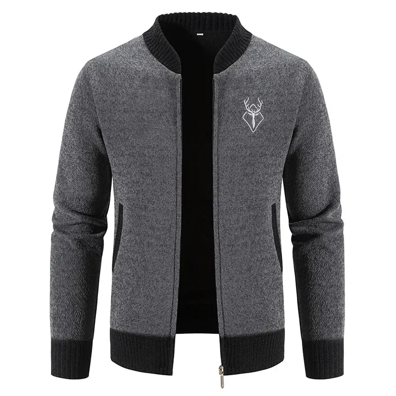 Mens Cardigan Sweater 2023 Autumn Winter Thick Warm Zipper Slim Fit Knitted Jacket Male Fleece Sweater Coat Jacket Men Clothing