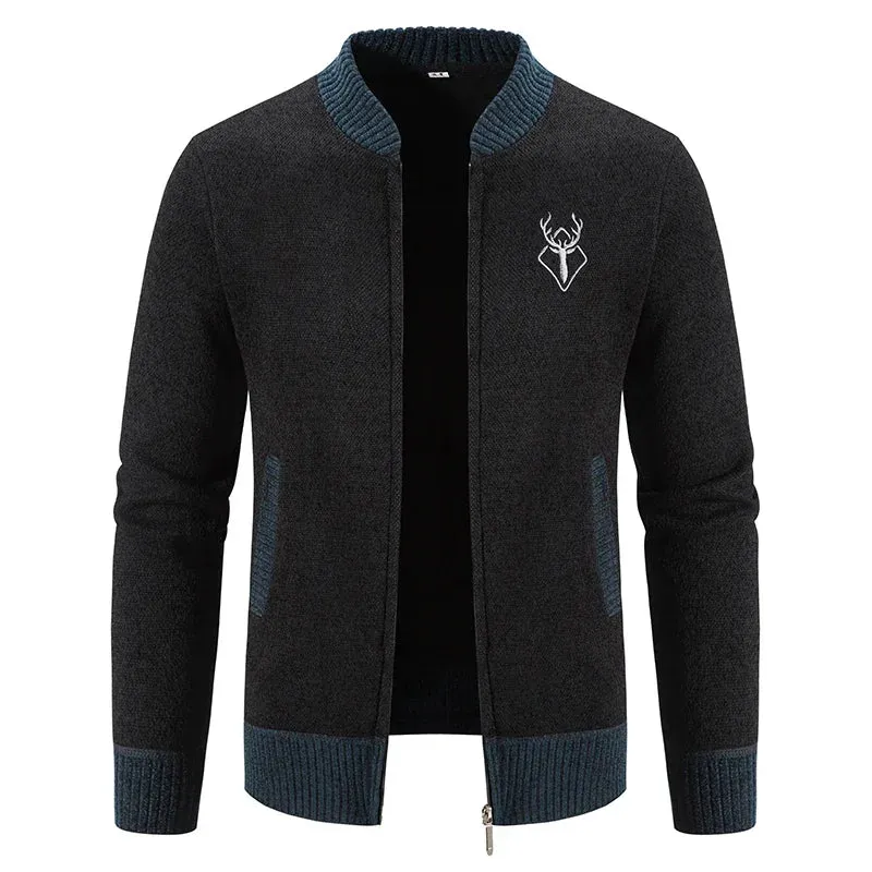 Mens Cardigan Sweater 2023 Autumn Winter Thick Warm Zipper Slim Fit Knitted Jacket Male Fleece Sweater Coat Jacket Men Clothing