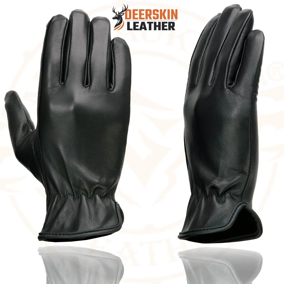 Milwaukee Leather SH886 Women's Black Unlined Deerskin Lightweight Motorcycle Hand Gloves w/ Sinch Wrist Closure