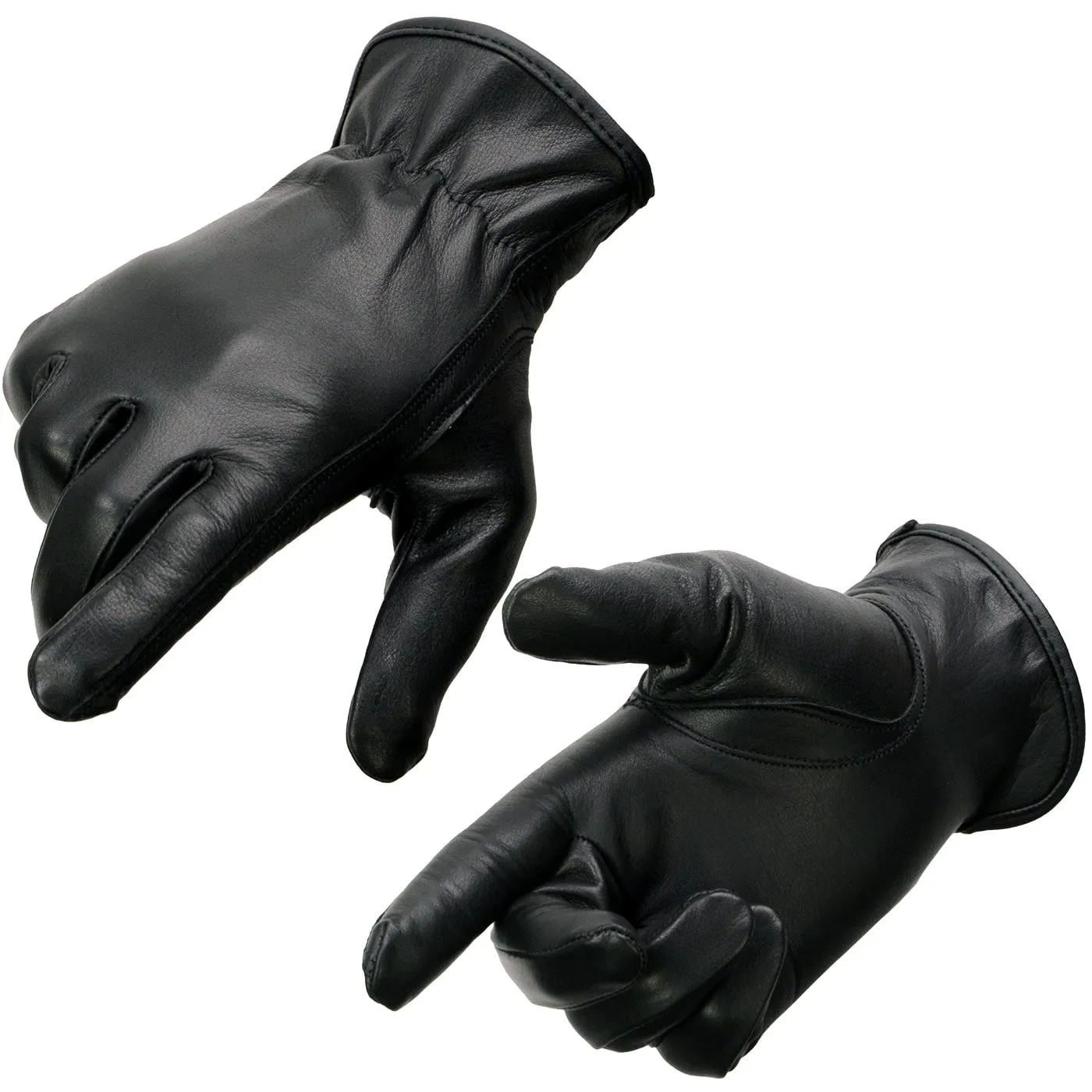 Milwaukee Leather SH886 Women's Black Unlined Deerskin Lightweight Motorcycle Hand Gloves w/ Sinch Wrist Closure