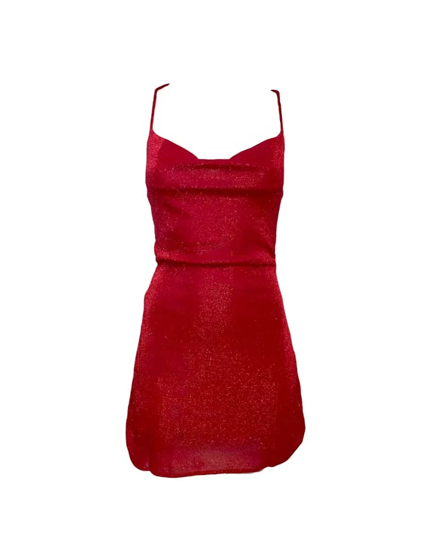 Mischa Glitter Mini Dress - Red