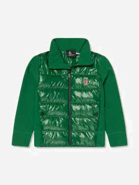 Moncler Grenoble Kids Down Padded Zip Up Cardigan in Green