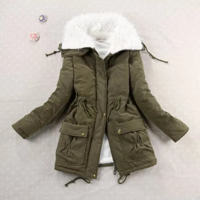 New 2016 Winter Coat Women Slim Plus Size Outwear Medium-Long Wadded Jacket Thick Hooded Cotton Wadded Warm  Cotton Parkas